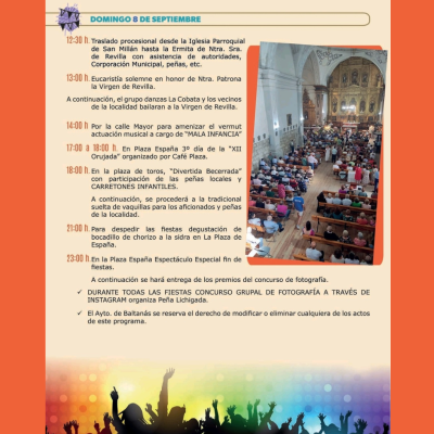 Programa Fiestas Ntra Sra Virgen de Revilla Baltanás 2024