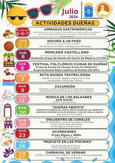 Cartel Actividades mes de Julio en Dueñas